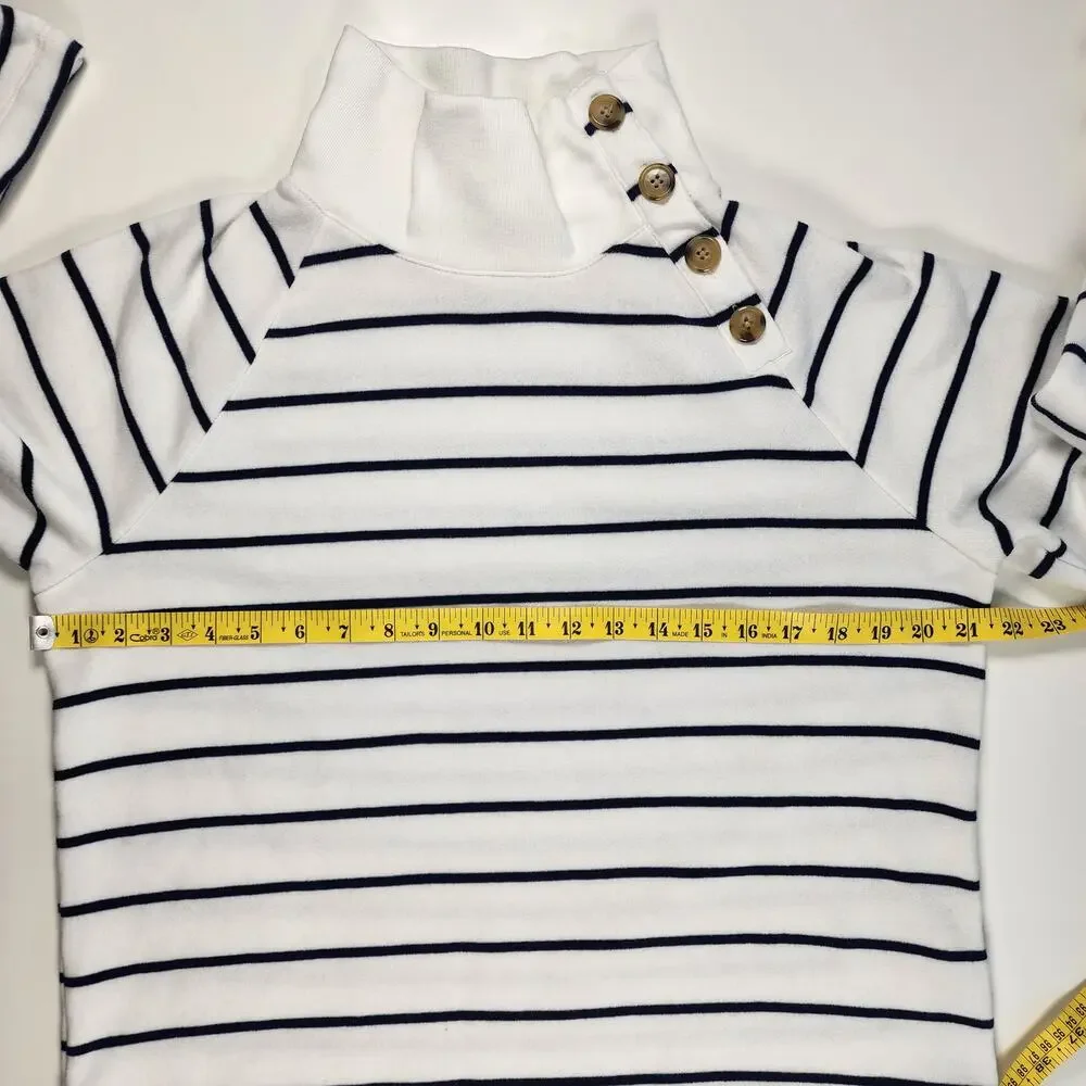 J.Crew Striped Funnel Neck Pullover Nautical Preppy Sweatshirt M‎